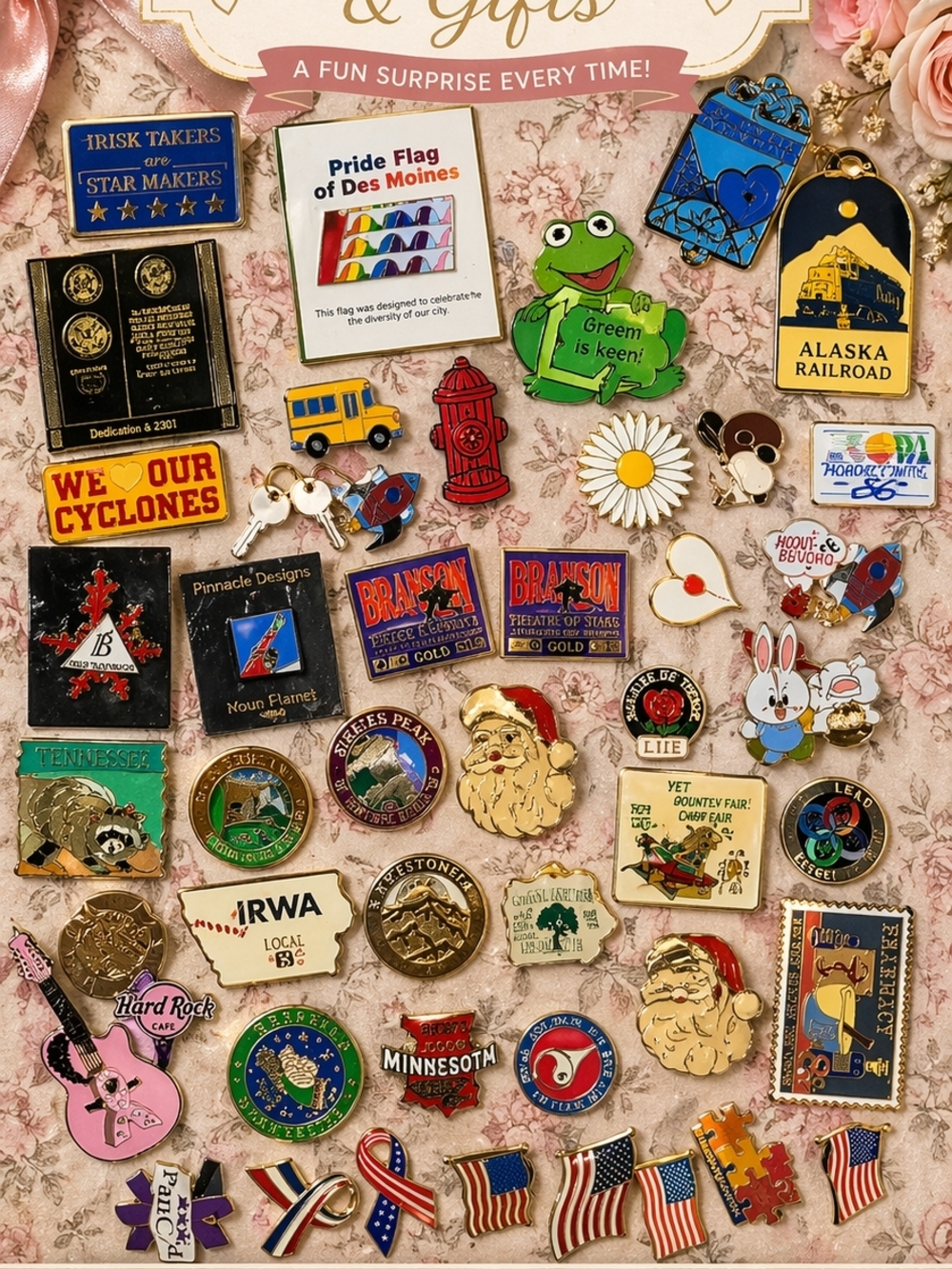 Assorted Enamel Lapel Pin Collection - Colorful Mixed Designs